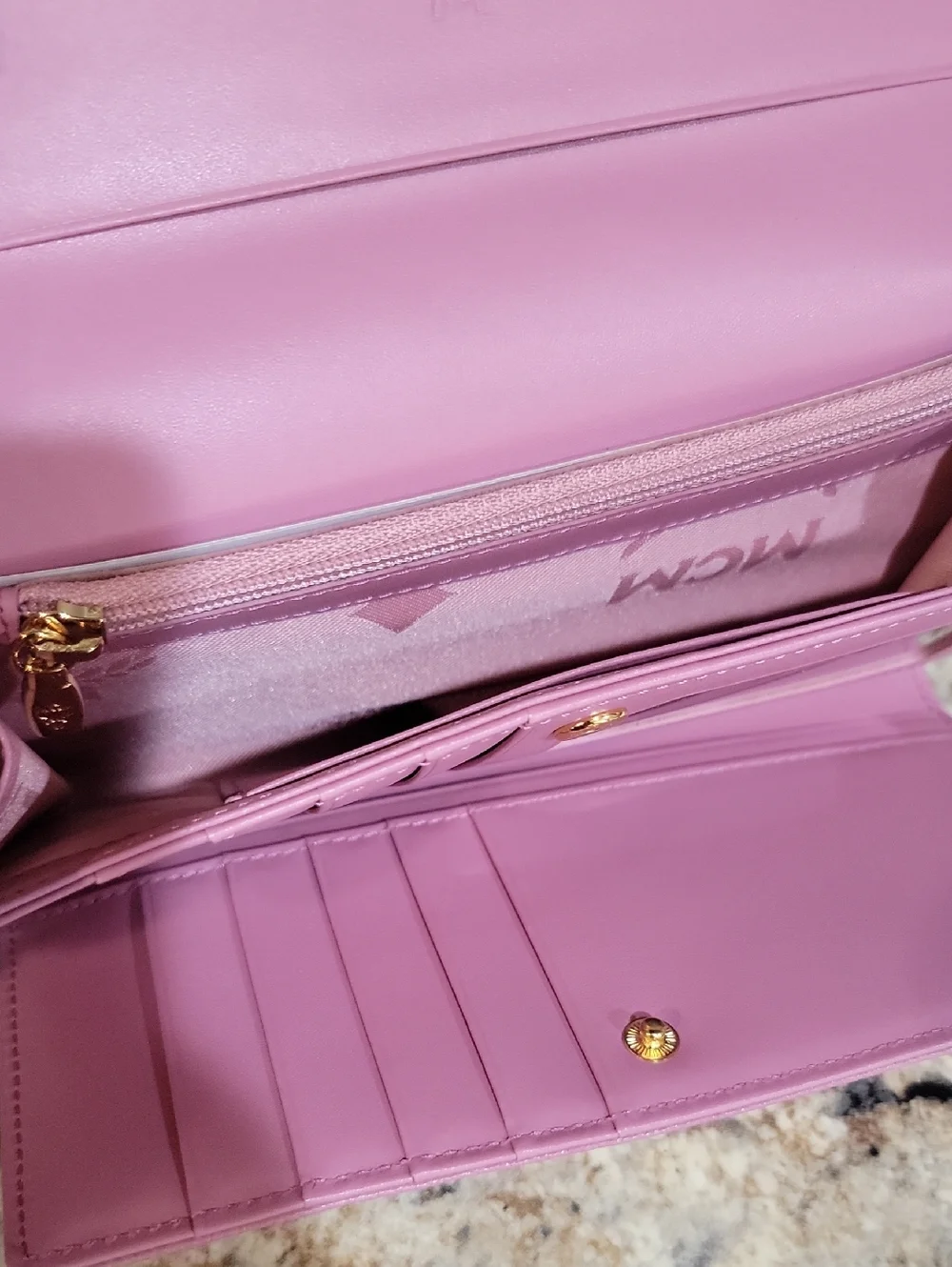 MCM NWOT Pink Wallet with Gold Accents FULL INCLUSSION - Picture 9 of 11